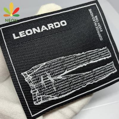 China Large Loom Machine 100% Polyester Damask Labels And Apparel Woven Garment Labels High Quality Washable for sale