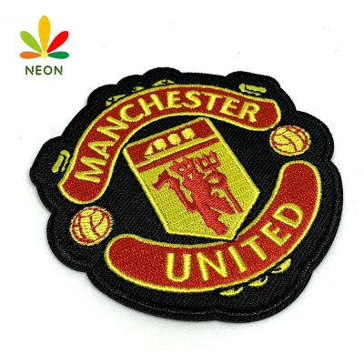 China Cheap Washable Custom Made Club Logo Clothing Appliques Laser Cut Embroidered Patches With Iron On Backing for sale