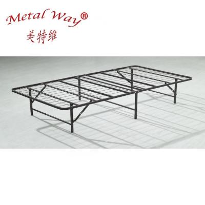 China Modern Folding Single Size Metal Bed Frame Frame Mattress Base Home Bed Folding Simple Steel Bed Designs for sale