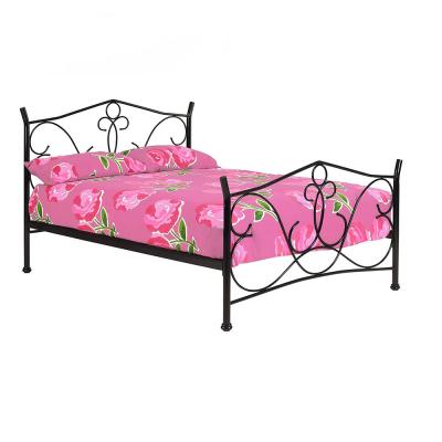 China Modern High Quality Bed Furniture Twin Size Pink Metal Kids Bed for sale