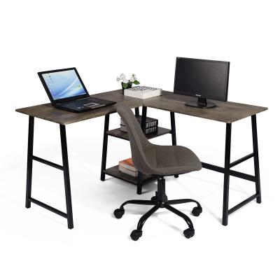 China Adjustable (Height) Map Angband Computer Desk L Shaped Corner Writing Table With Shelf for sale