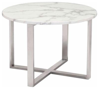 China Modern Minimalist Golden Furniture Marble Round Tea Top Side Table, Marble End Table for sale