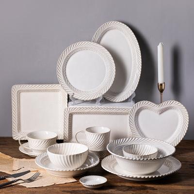 China 2021 New Arrivals Viable Popular Wholesale Ceramic Dinner Plates Kitchenware Dinnerware Sets for sale