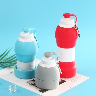 China Eco Viable Rubber Material Food Grade BPA Free Outdoor Portable Travel Potty Sports Collapsible Silicone Water Bottle for sale