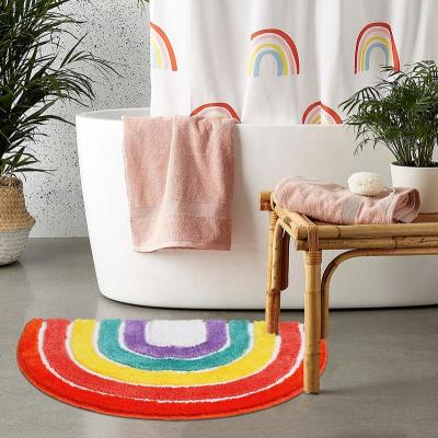 China Stored Absorbent Baby Bath Mat Cartoon Rainbow Kids Bathroom Floor Anti-Slip Carpet Anti Slip Bath Mat for sale