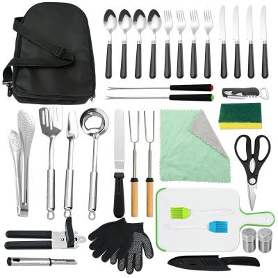 China Hot Selling Easily Cleaned Amazon BBQ Grill Tool Kits 34pcs Set BBQ Grill Tool Kit Supplies for sale