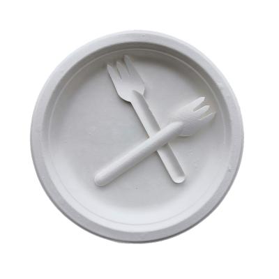 China Disposable Biodegradable Cutlery Bio Sugar Cane Bagasse Paper Pulp Compost Fork for sale