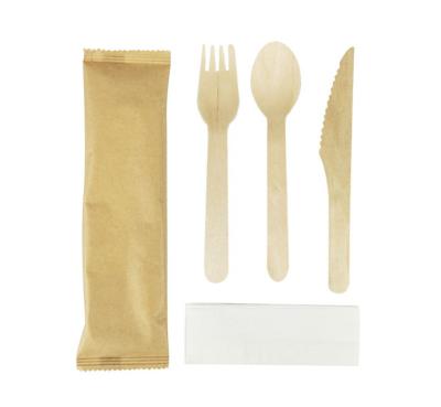 China Disposable Natural Wooden Cutlery Set Eco Friendly Biodegradable Compostable Cutlery for sale