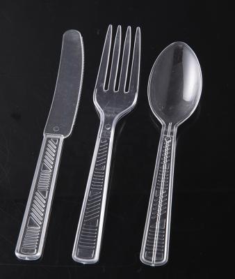 China Disposable Clear Plastic Cutlery Sets Disposable Flatware PS Cutlery Knife Fork Spoon for sale