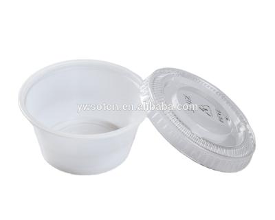 China Sustainable 4 Ounce Plastic Cups Disposable Sauce Cup Party Souffle Cups With Lids for sale