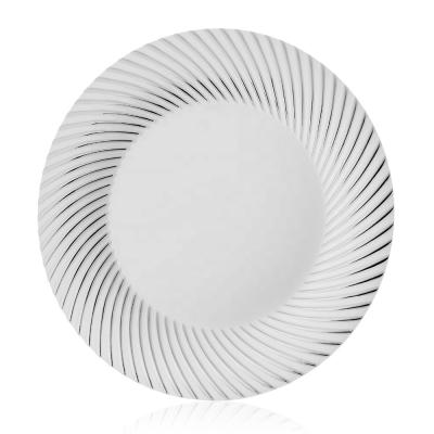 China Sustainable Dessert Appetizer Dishes With Swirled Rims Clear Plastic Dinner Plates For Party And Wedding for sale