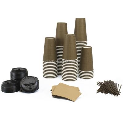 China Disposable Eco-Friendly Stocked Biodegradable Paper Cups Sets Cups, Lids, Sleeves, Straws Travel Mug Drink Tea Cup for sale