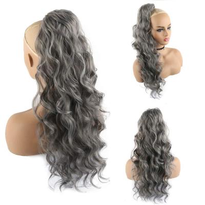 China European 24 Inch Women's Long Ponytail Waves African Water Wave Ponytail Wig Long Roll Hair Wig for sale