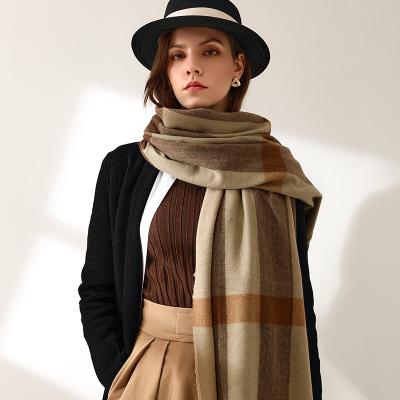 China Soft smooth scarf female 2021 autumn and new plaid winter cashmere scarf warm tassel shawl for sale