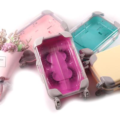 China New Fashion Mini Wick Natural Soft Luggage Suitcase Shampoo Box Eyelash Packaging Box Private Label Custom for sale