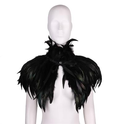 China Feather shawl Feather cape scarf feather choker Gothic cape poncho Halloween Gothic stage cosplay costume carnival for sale