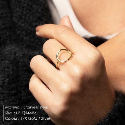 China eManco TRENDY Classic Minimalist 316L Stainless Steel Circle Ring For Women for sale