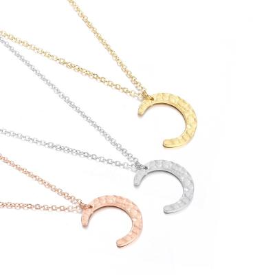 China Wholesale eManco TRENDY Half Round Moon Pendant Necklace 14k Gold Plated Stainless Steel Necklaces for sale