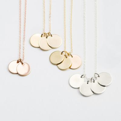 China eManco FASHIONABLE Delicacy Stainless Steel Gold White Disc Around Necklace Pendant Initial Engraving Jewelry for sale