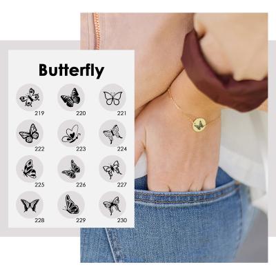 China TRENDY Fashion Engraved Retro Women Gold Butterfly Chain Bracelet 316l Stainless Steel for sale