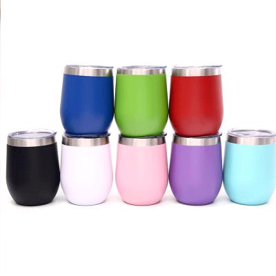 China Best Selling Custom Print Disposable 12 Ounce Double Wall Insulated Vacuum Stainless Steel Travel Plain Wine Glass Tumbler Mug Coffee Cup for sale