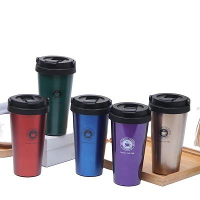 China Stainless Steel Viable Coffee 16oz/450ml Insulation Food Grade Pot With Folding Lid Coffee Tumbler for sale