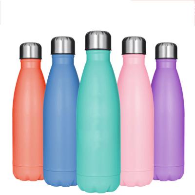 China 500ml/600ml Viable Matte Painting Double Wall Cola Shaped Stainless Steel Sports Water Bottle Flask for sale