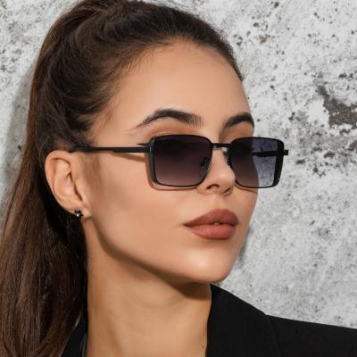 China Fashion New Retro UNOC Sunglasses Metal Frame Sunglasses Men and Women Glass Square Girls Trendy Cool Sunglasses for sale