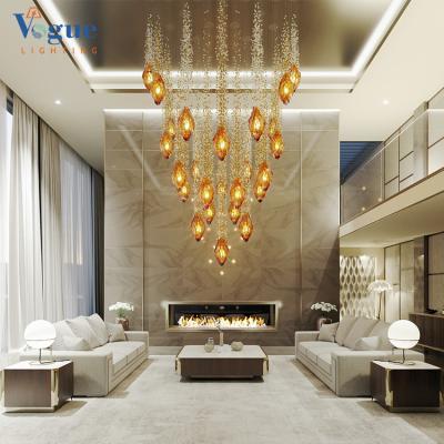 China Modern Wholesale Customized Living Room Handmade Glass Bedroom Indoor Pendant Light Modern Chandelier for sale