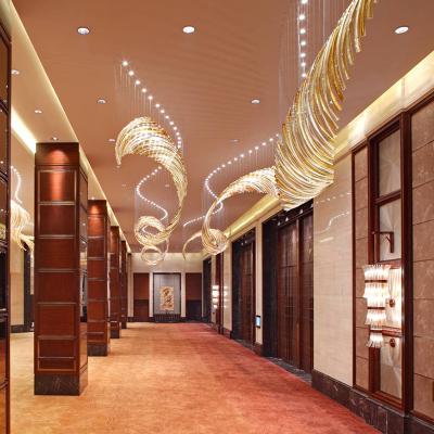 China Hotel Lobby Crystal Chandeliers Modern Light Led Lighting Pendant For Room Ceiling Lights Lamp Gold Glass Hanging Gold Chandelier for sale