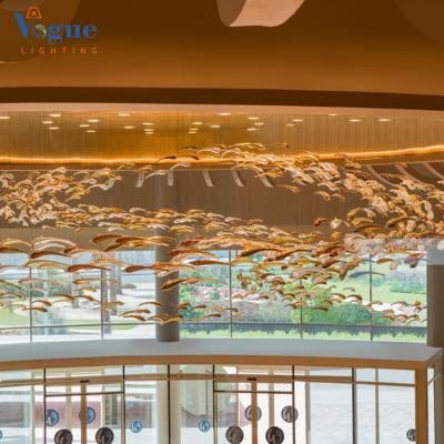 China Wholesale Modern Customized Handmade Glass Peach Lobby Pendant Light Ceiling Luxury Modern Hotel Chandelier for sale