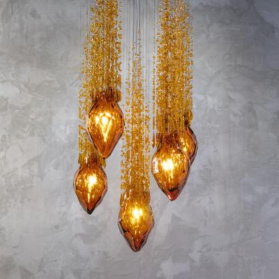 China Hotel Lobby Engineering Design Vintage Chandelier Lighting Luxury Aluminum Chain Pendant Hanging Light for sale