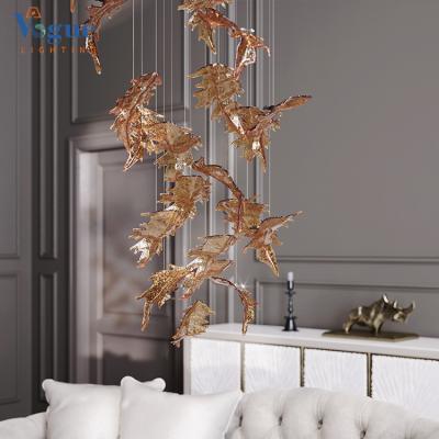 China Customized Type Modern Living Room Maple Leaf Indoor Hotel Hanging Decoration Chandelier Modern Pendant Light for sale