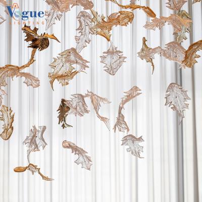 China Customized Modern Maple Leaf Hotel Gu10 Decorative Indoor Staircase Hanging Chandelier Modern Pendant Light for sale