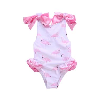 China Wholesale Breathable Bow Flamingo Summer Swimwear Babies Swimwear Kids One Piece Swimsuit for sale