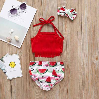 China Two-Piece Print Breathable Lace-Up Bikini Fruit Kids Clothes Beach Set Girls Swimming For Babies for sale