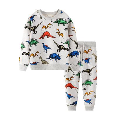 China 2021 fashion autumn babies boy dinosaur pattern 2pcs casual long sleeve hoodie long sets teenage boys clothing outfits for sale