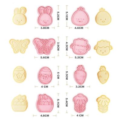 China Durable 3D Rabbit Shape Cookie Mold Stainless Steel Biscuit Cutters Fondant Tools Plastic Easter Cookie Press for sale