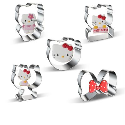 China Viable DIY Stainless Steel Cookie Cutter For Cartoon Hello Kitty Cookie Mold Cookie Cutter Tools for sale