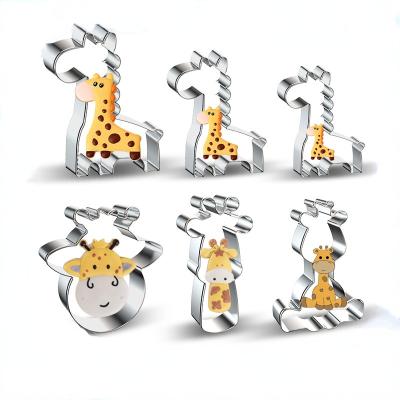 China Sustainable Animal Stainless Steel Biscuit Mold Biscuit Tools Giraffe Shape Cookie Cutter Set for sale