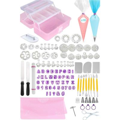 China Viable 112 Pcs Cake Turntable Set Cake Decorating Supplies Pastry Piping Tube Fondant Modeling Tool Kit for sale