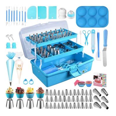 China Viable All in 1 Cake Decorating Supplies Tool Kit 236pcs Cake Accessories Piping Tips with Storage Box for sale