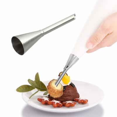 China Viable DIY Puff Piping Nozzle Stainless Steel Cake Decor Tip Cream Fan Confectioner Puff Piping Nozzle Cake Decoration for sale