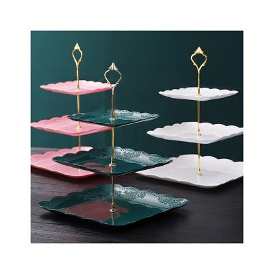 China Viable 3-Tier PP Cupcake Stand Dessert Turntable Stand Cake Fruit Candy Display Tower For Kid Wedding Birthday Party Decorations Supplies for sale