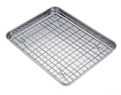 China Sustainable Baking Pan Cookie Tray Baking Sheet Stainless Steel With Stand Cooling Set for sale