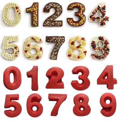 China 0-9 Viable Wholesale Digital Number Shapes Baking Pan Tools Pop Birthday Number Silicone Cake Mold for sale