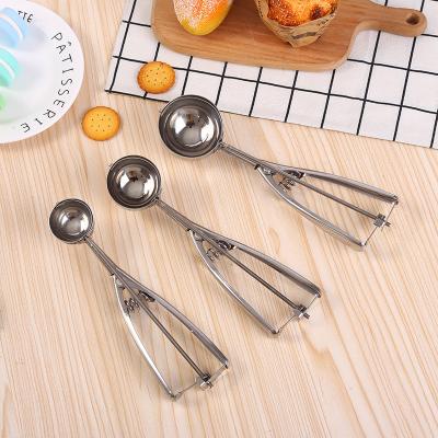 China Stainless Steel Spoon Ice Cream Press and Release Meat Scoop Melon Ball Makers Ice Cube Maker for sale