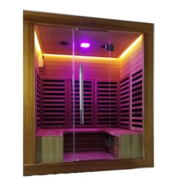 China Computer Control Panel 2 Person Infrared Hyperbaric Red Cedar Chamber Heater Medical Sauna Triple Room for sale