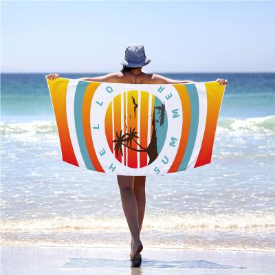 China Hot Sale Custom Made Luxury Microfiber Luxury Free Print Gym Beach Towel Super Dry Blanket Sandy QUICK DRY for sale