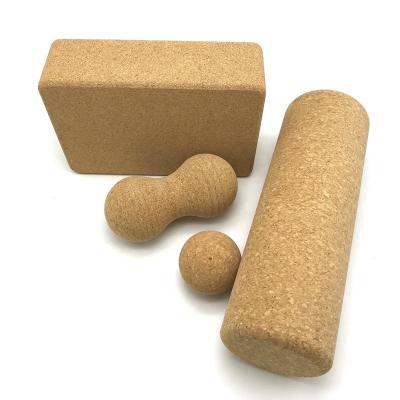 China Durable New Arrival Top Grade Yoga Muscle Massager Set Comfortable Cork Yoga Block Foam Roller And Massager Ball for sale